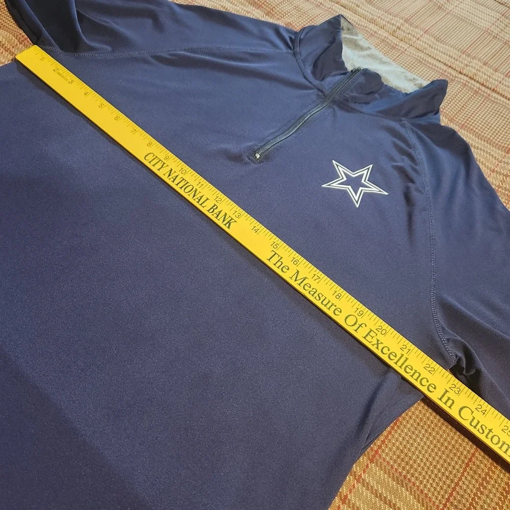 Dallas Cowboys Men Large Quarter Zip Performance Pullover Shirt Navy Blue Stretc